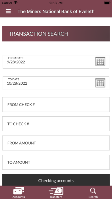 Miners National Bank Screenshot