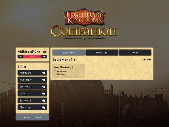 Legendary Kingdoms Companion iPad screenshot 3 - Entertainment app