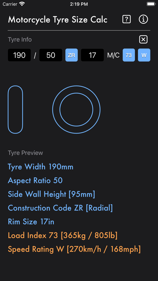 Motorcycle Tyre Size Calc - 1.0 - (iOS)
