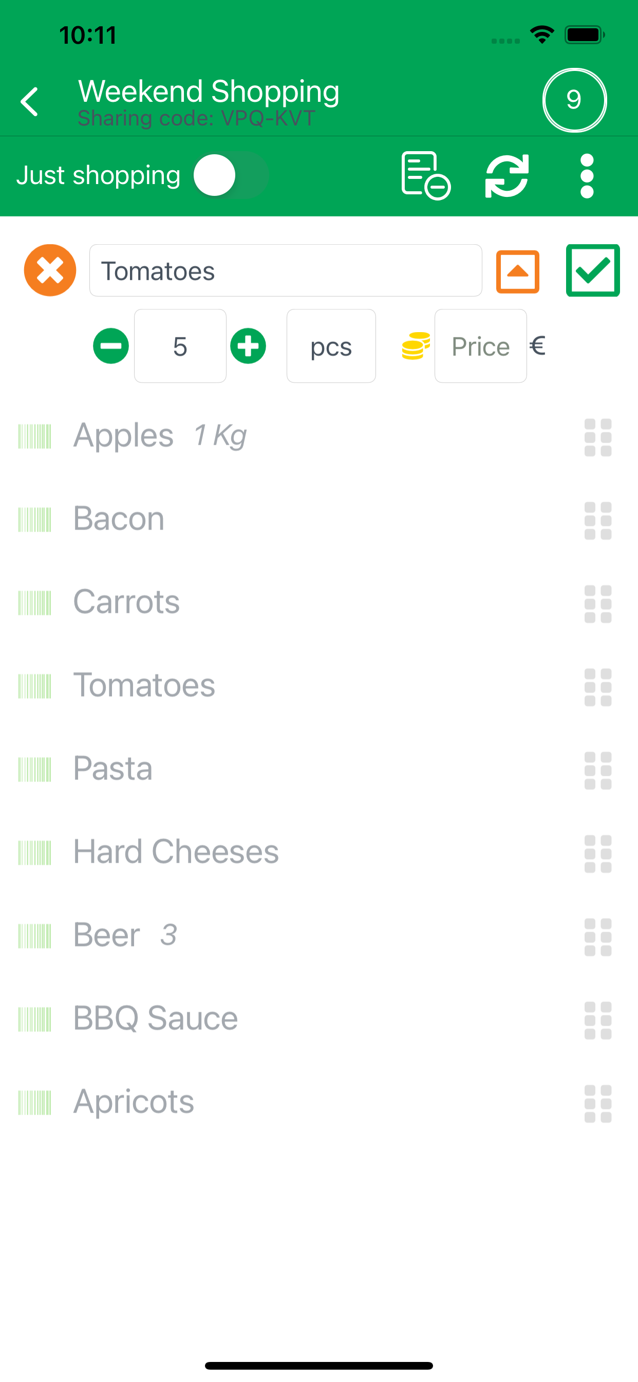 Shoppka - smart shopping list