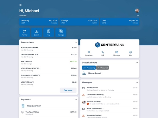 Center Bank MN iPad screenshot 1 - Finance app