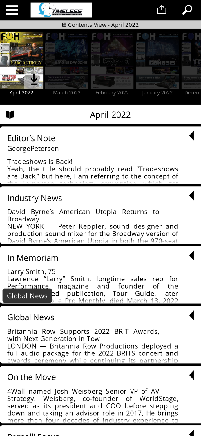 FRONT of HOUSE FOH Magazine