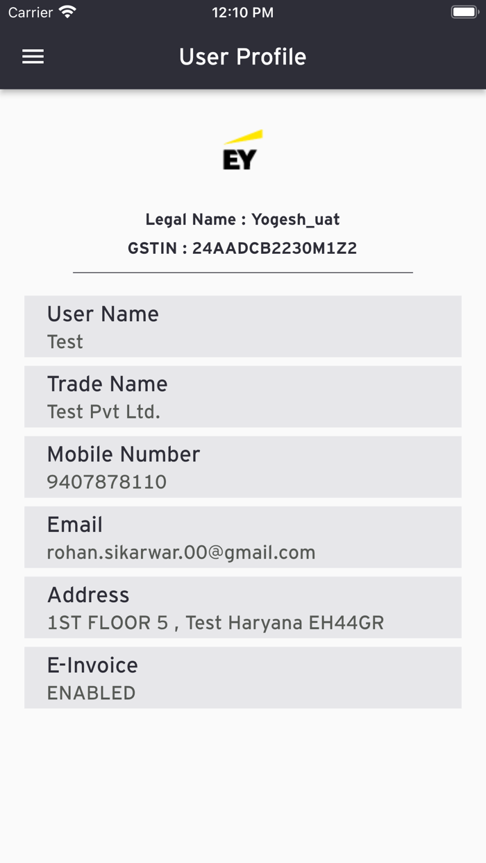 EY Invoice Registration Portal