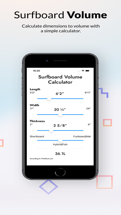 Surf Volume Calculator Screenshot