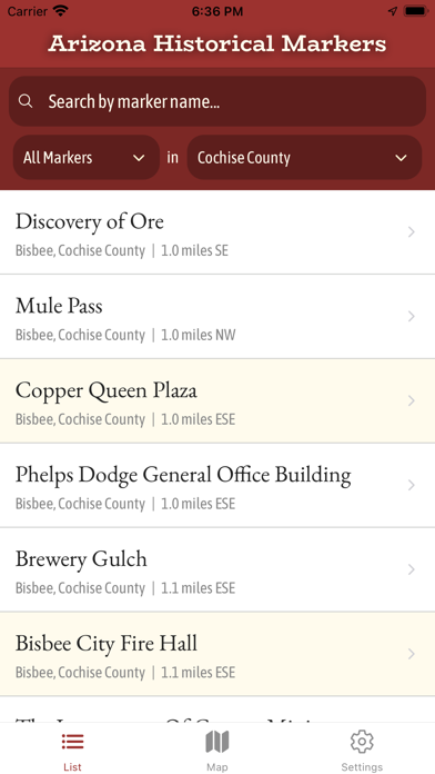 Arizona Historical Markers Screenshot