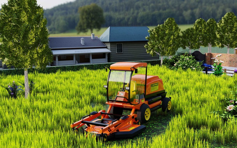 grass cutting game-mowing game iphone screenshot 1