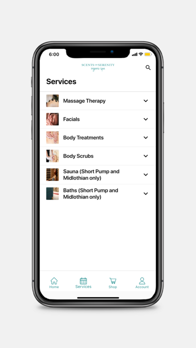 Scents of Serenity Organic Spa Screenshot