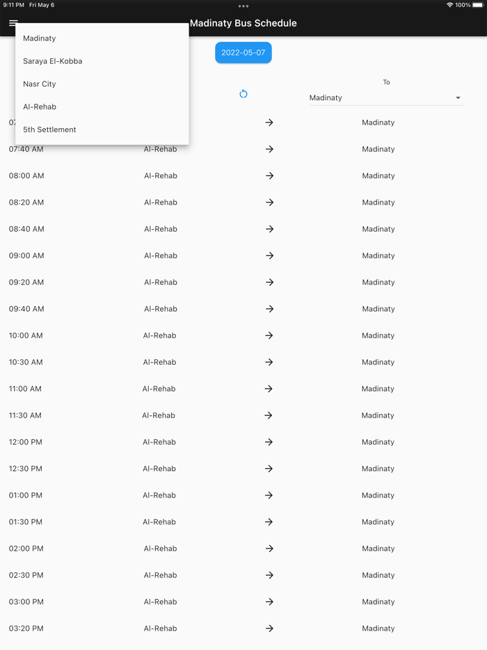 Madinaty Bus Schedule