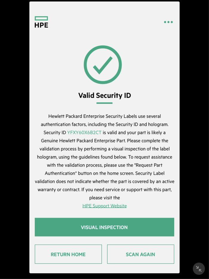 HPE Parts Validation