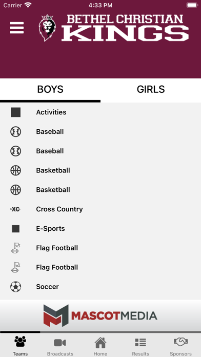 Bethel Christian Athletics Screenshot