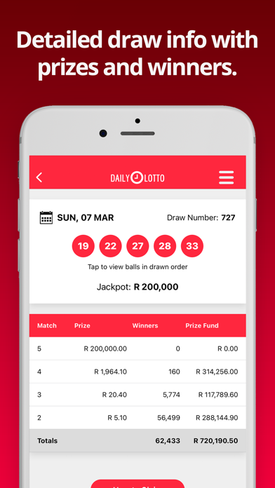SA Lottery Results Screenshot