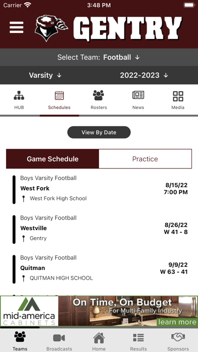 Gentry High School Athletics Screenshot