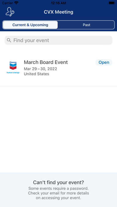 Chevron Events Screenshot