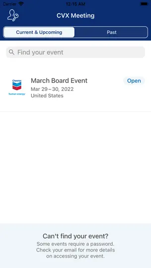 Chevron Events iPhone Screenshot 2