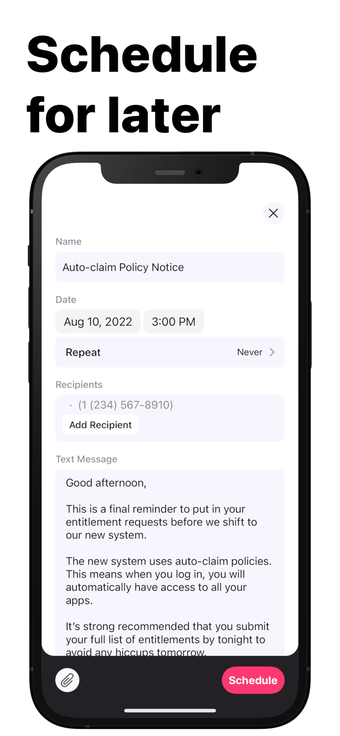Kyew - Schedule Text Messages