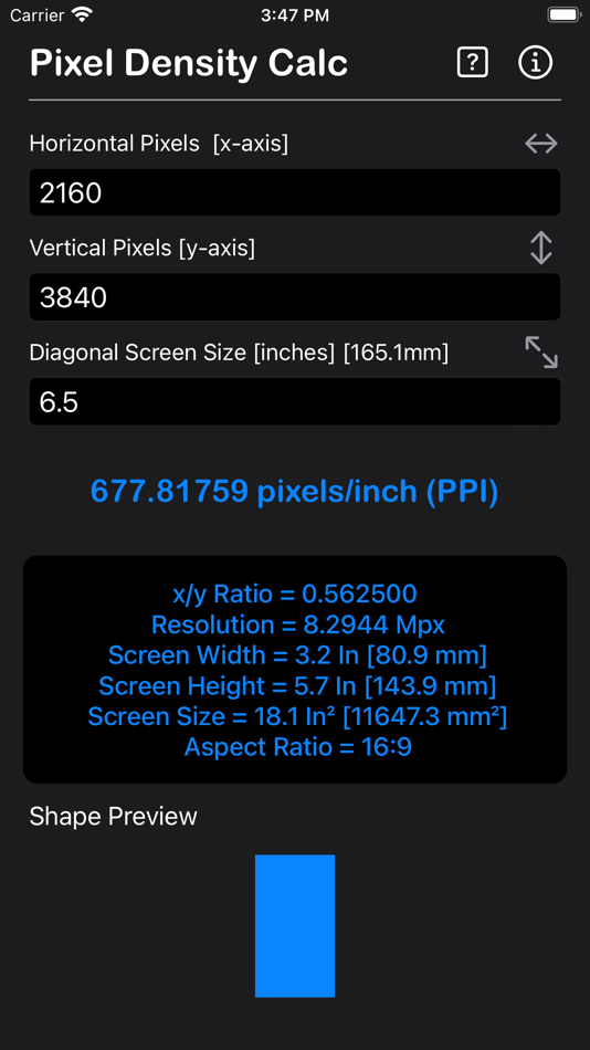 Pixel Density Calculator - 1.0 - (iOS)