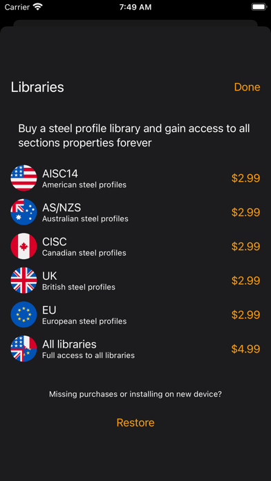 Steel Profiles Free Screenshot