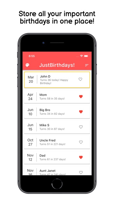 JustBirthdays! Screenshot