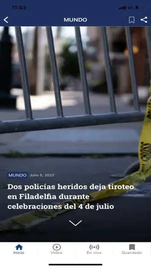 Captura de pantalla de Noticias Caracol en iPhone 5