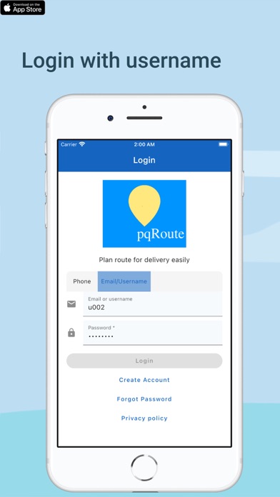 pqRoute app screenshot