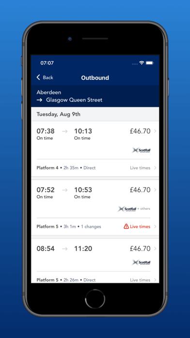ScotRail Train Times & Tickets Screenshot