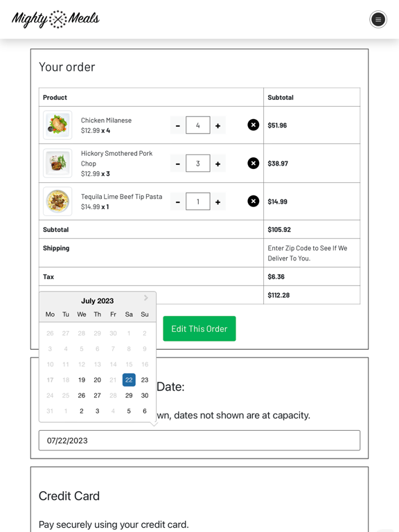MightyMeals iPad screenshot 1 - Food & Drink app