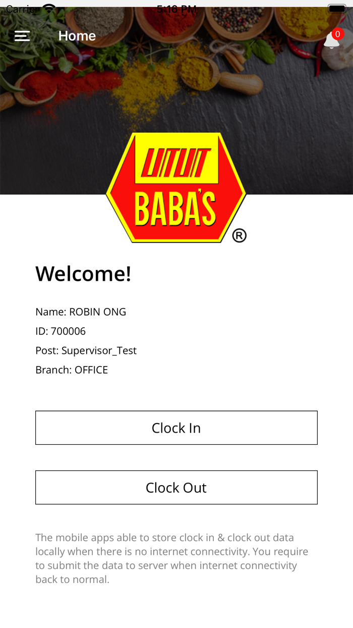 Babas Attendance Clocking