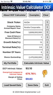 intrinsic value calculator dcf iphone screenshot 1