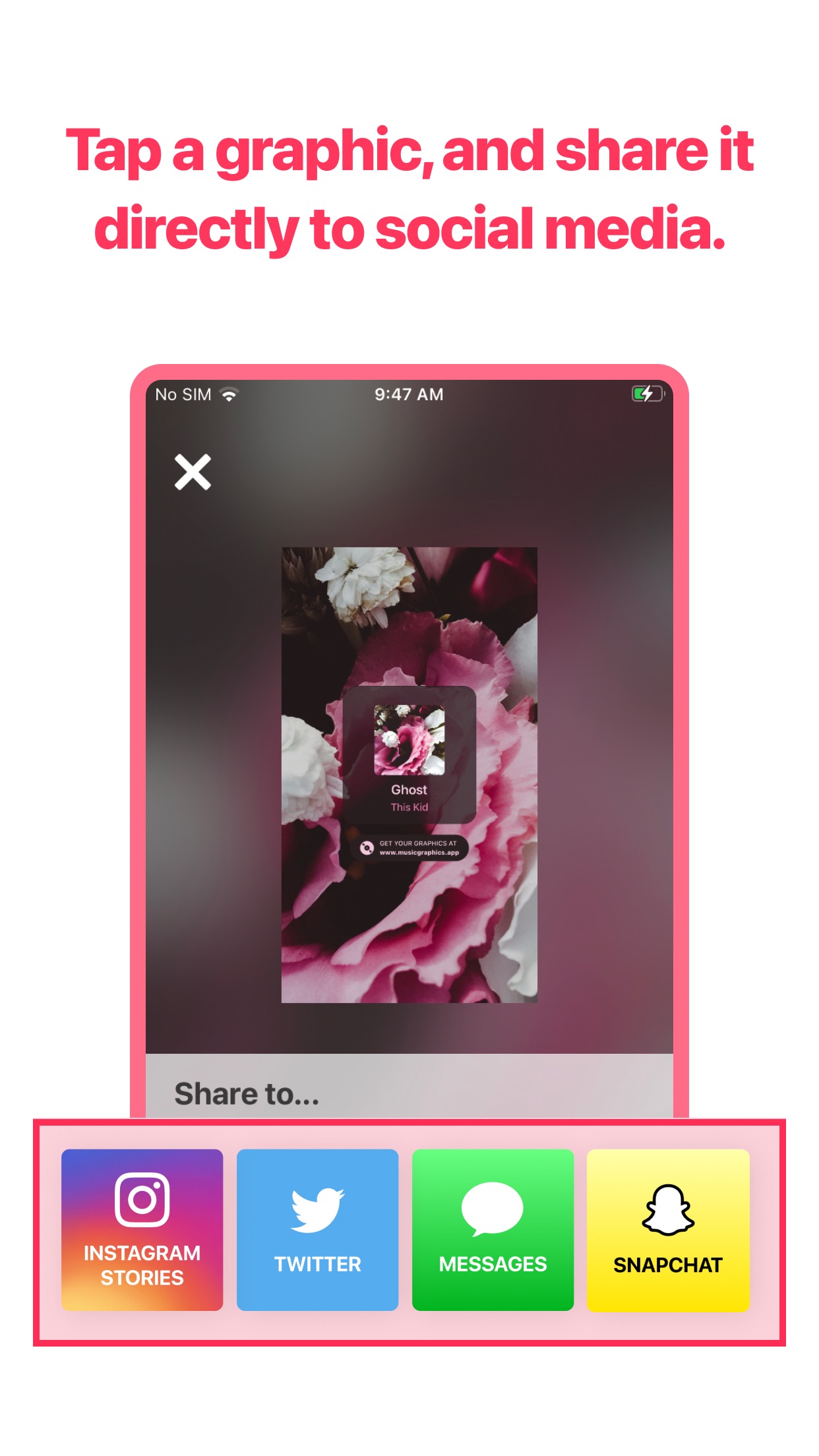 Screenshot do app Share Music Graphics ▶