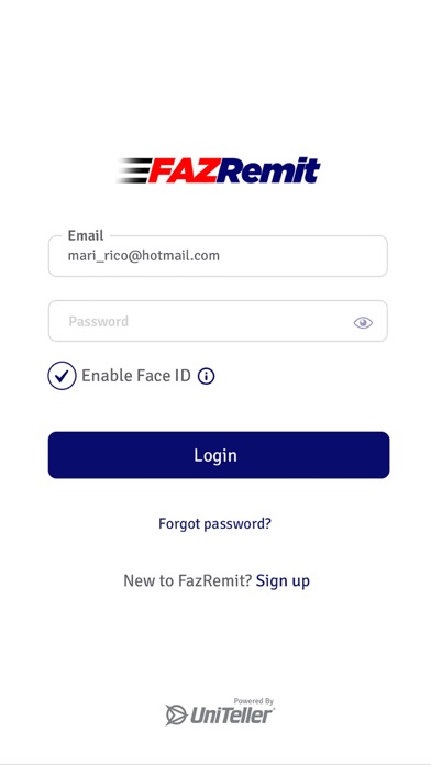 FAZRemit Money Transfer Screenshot