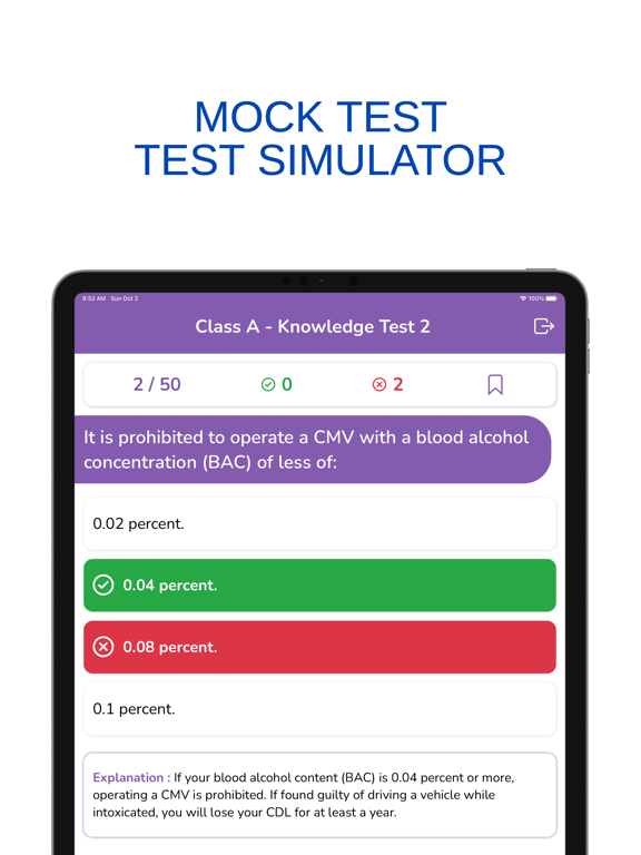 North Carolina CDL Permit Prep iPad screenshot 2 - Education app