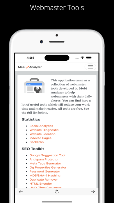 Mobi Analyzer Screenshot
