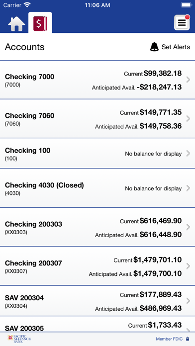 Pacific Alliance Bank Business Screenshot