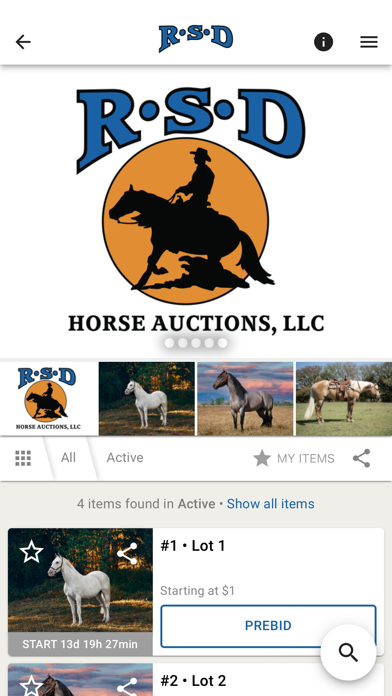 RSD Horse Auctions Screenshot