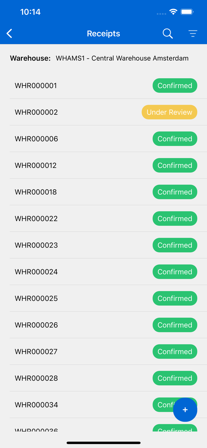 Infor LN Warehouse Receipts