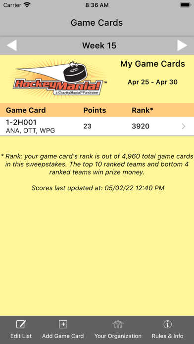 HockeyMania Fundraisers Screenshot
