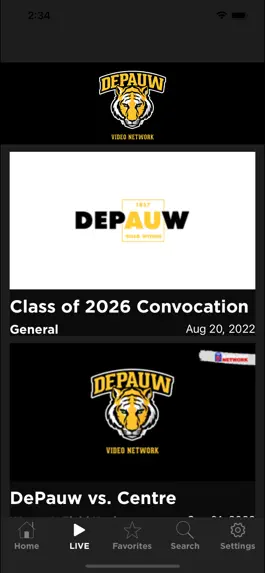 Game screenshot DePauw Video Network apk