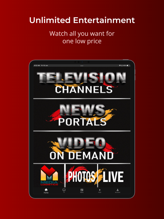 MediaAppUSA iPad screenshot 1 - Entertainment app