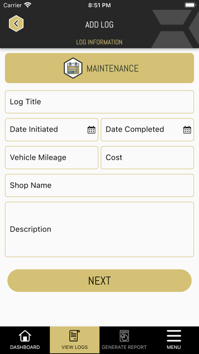 Truck Maintenance & Repair Log Screenshot