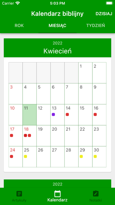 Kalendarz biblijny Screenshot