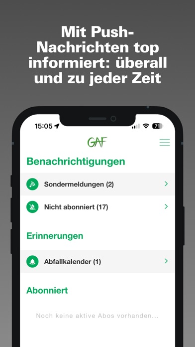 GAF Recyclingkalender Screenshot
