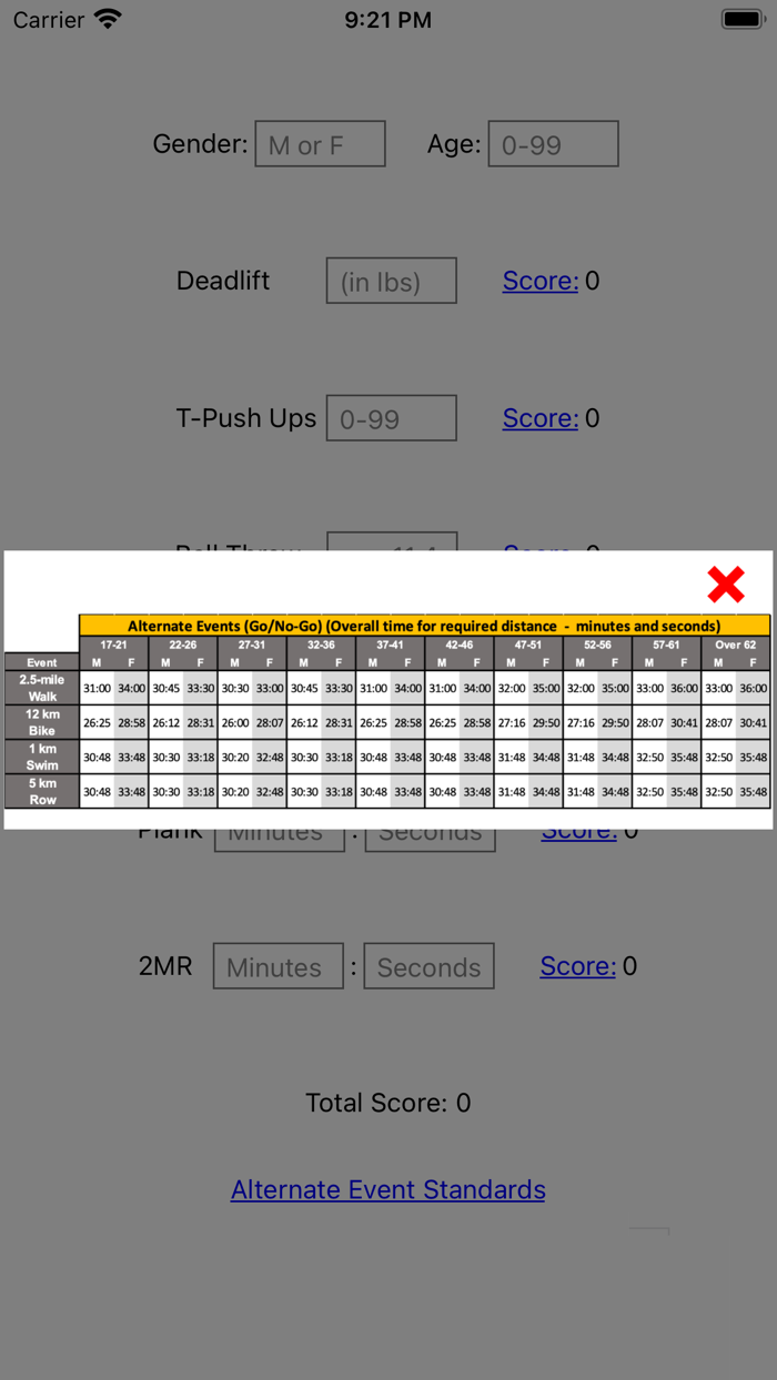 Updated ACFT Score Calculator