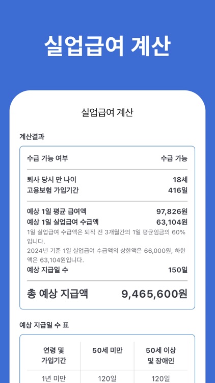 실업급여 계산기 - 실업 급여 계산, 구직급여 안내