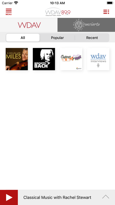 WDAV Classical Public Radio Screenshot