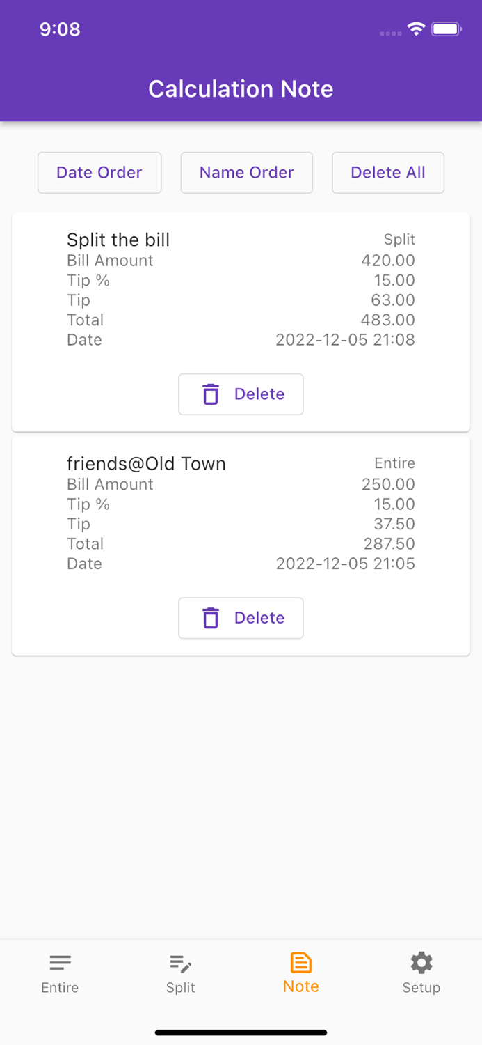Tip Calculator bill tip split