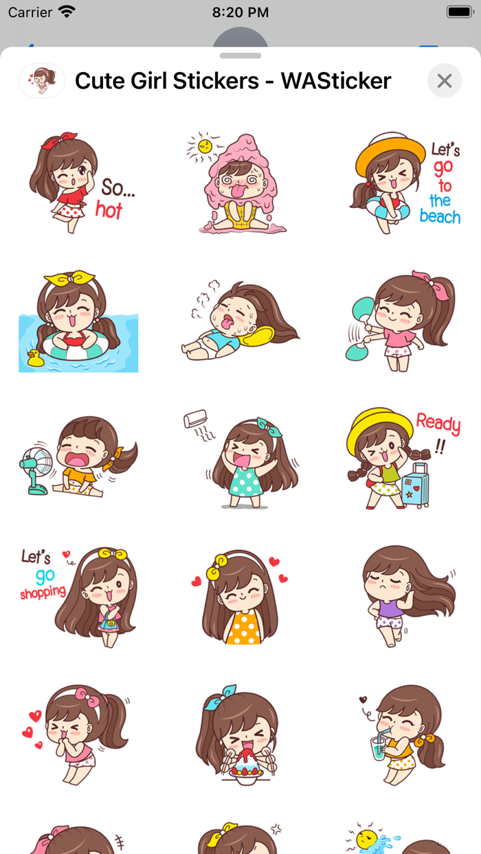 Cute Girl Stickers - WASticker
