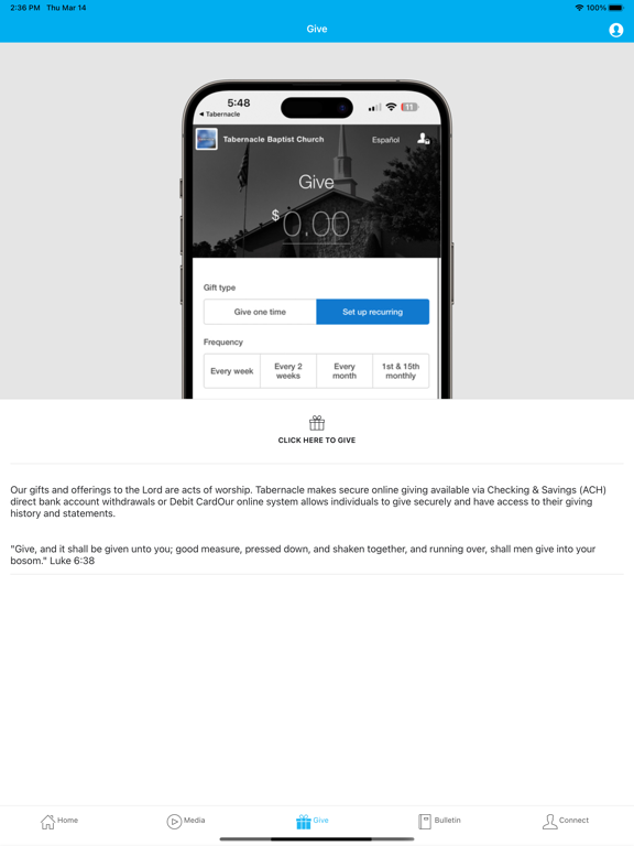 Tabernacle Hickory iPad screenshot 3 - Lifestyle app