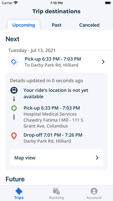 SacRT Go Paratransit Service Screenshot