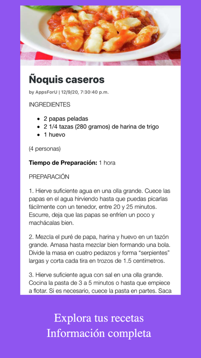 Recetas de cocina caseras Screenshot