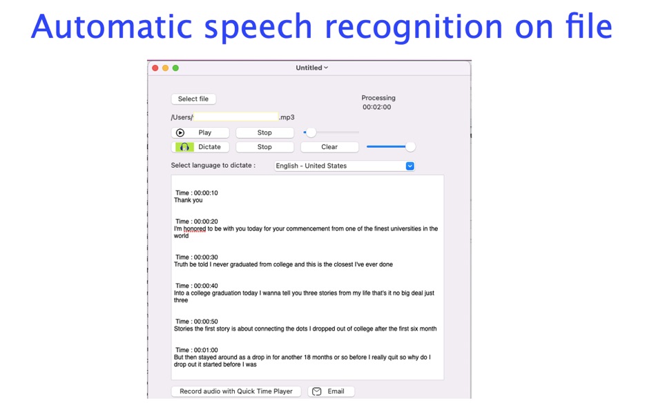 speech recognition for file AI - 1.0 - (macOS)